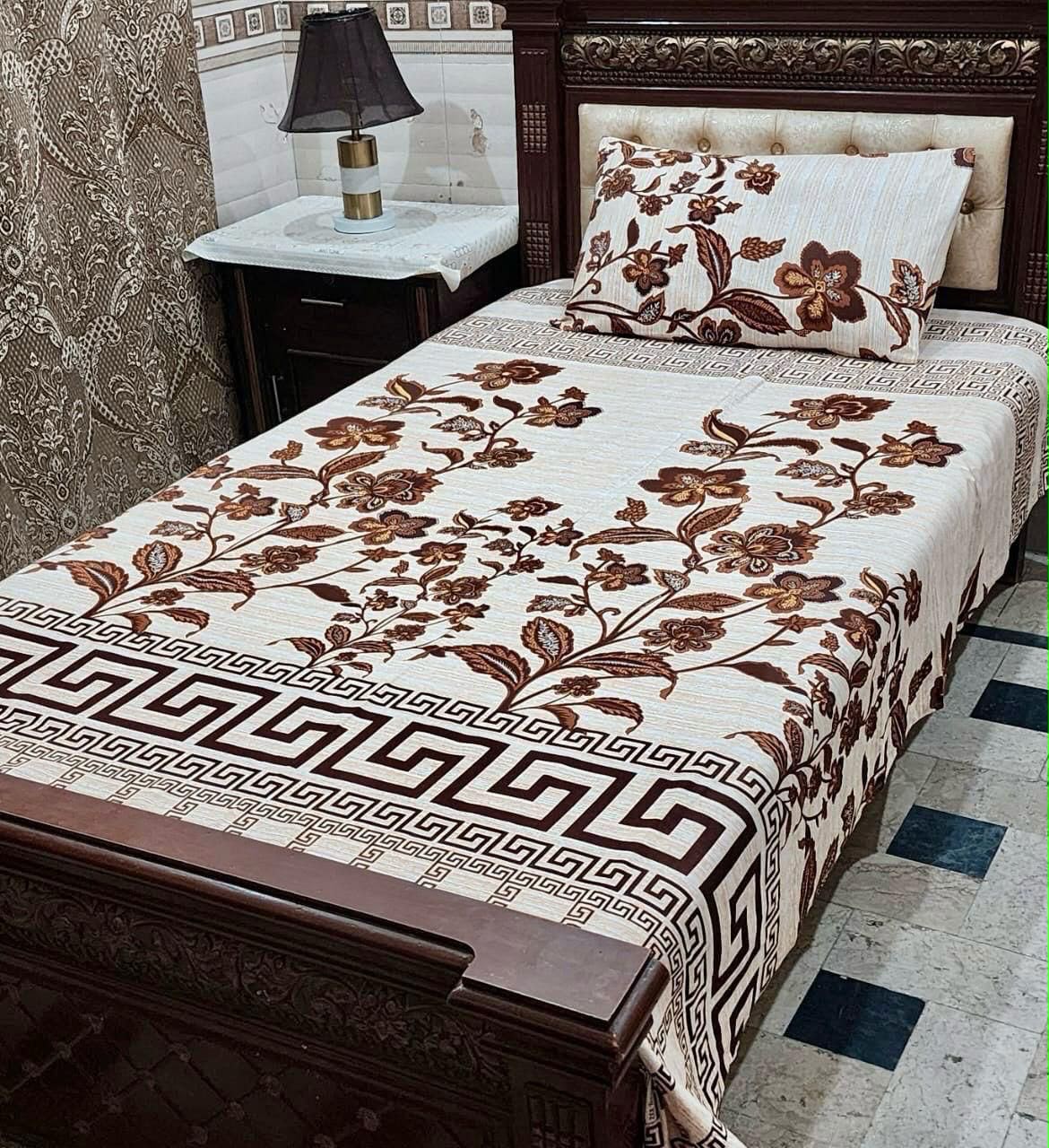 Crystal cotton 2 pair single size bedsheets set bd 7012