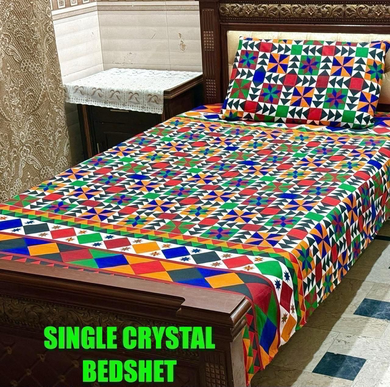 Crystal cotton 2 pair single size bedsheets set bd 7014
