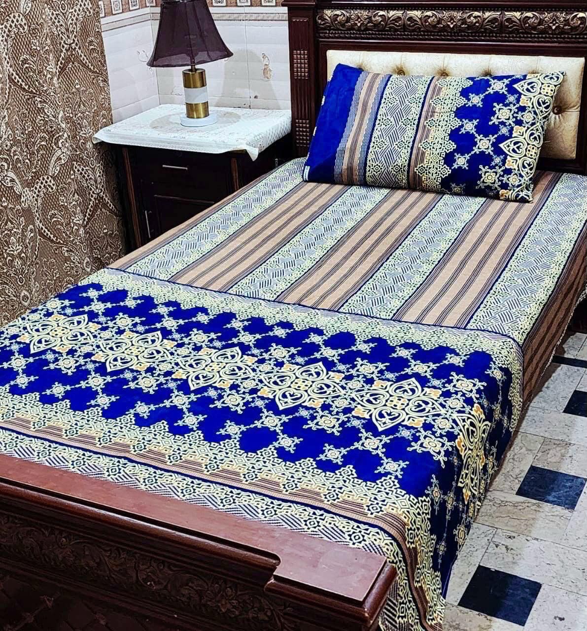 Crystal cotton 2 pair single size bedsheets set bd 7015