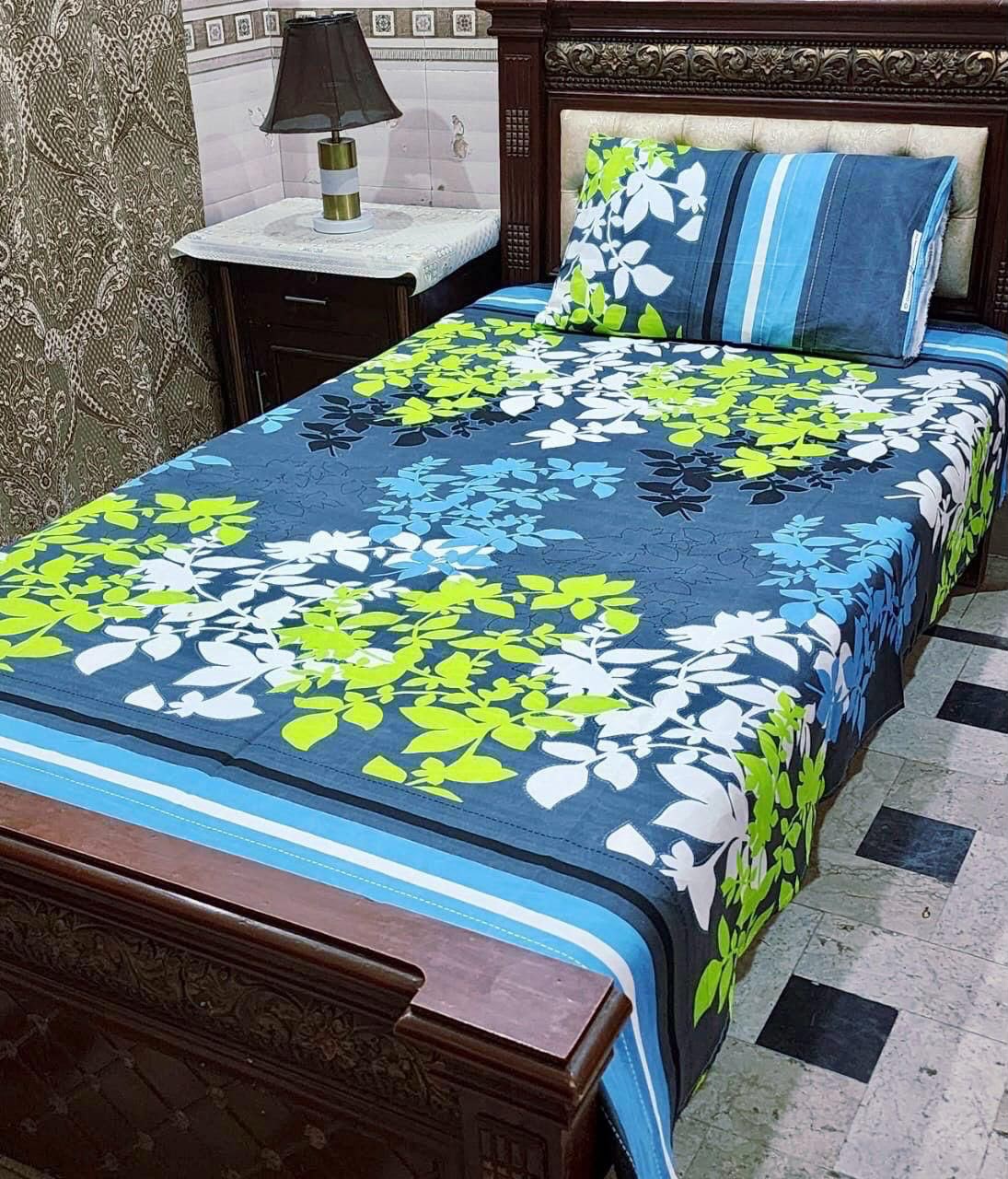Crystal cotton 2 pair single size bedsheets set bd 7017