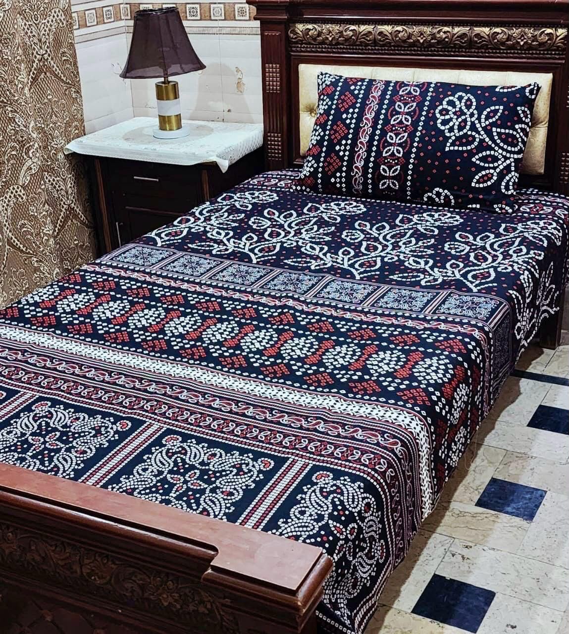 Crystal cotton 2 pair single size bedsheets set bd 7018