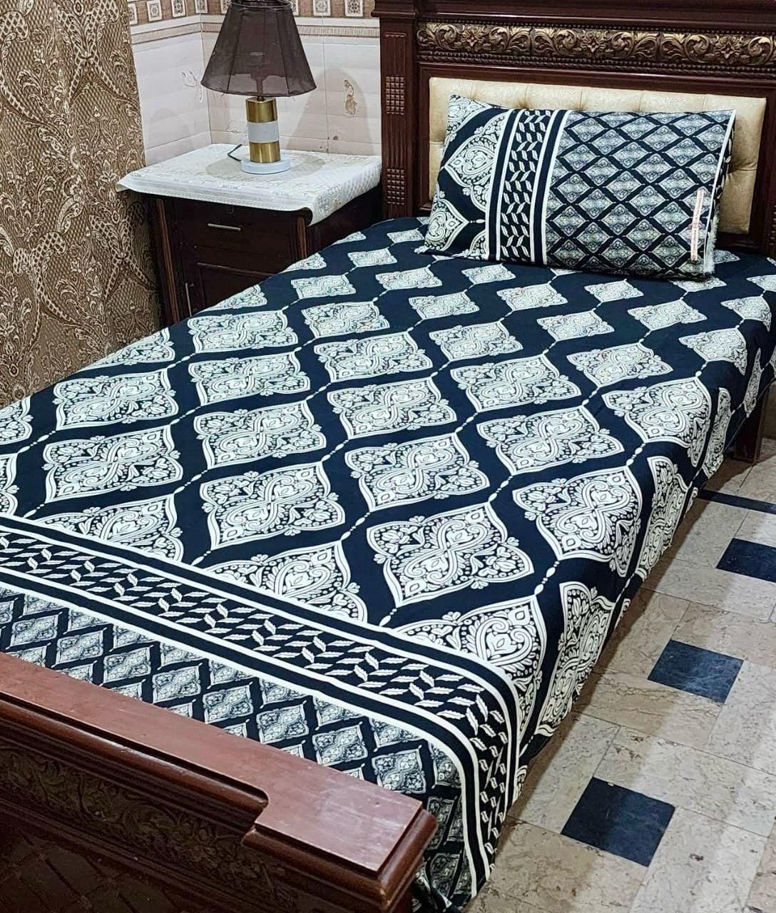 Crystal cotton 2 pair single size bedsheets set bd 7019
