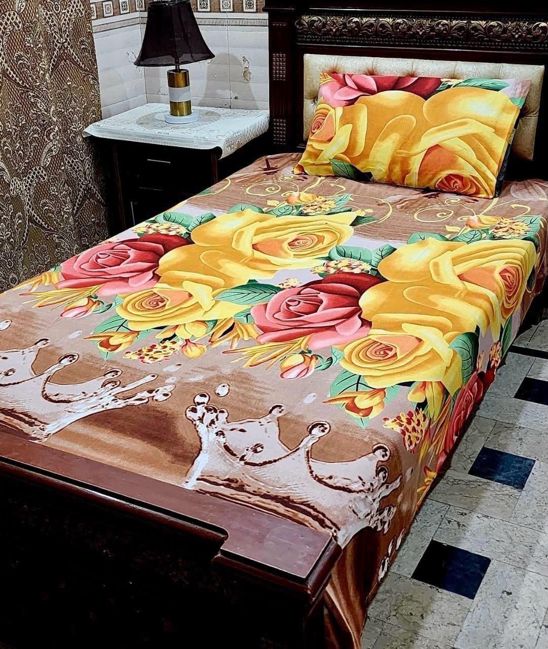 Crystal cotton 2 pair single size bedsheets set bd 7020