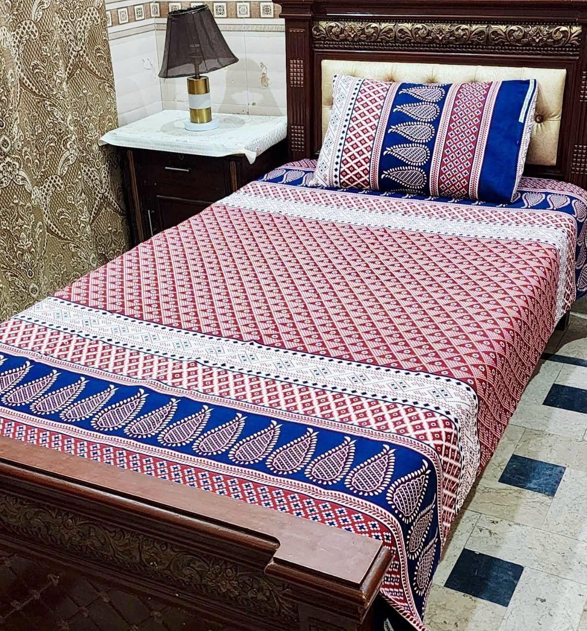 Crystal cotton 2 pair single size bedsheets set bd 7021