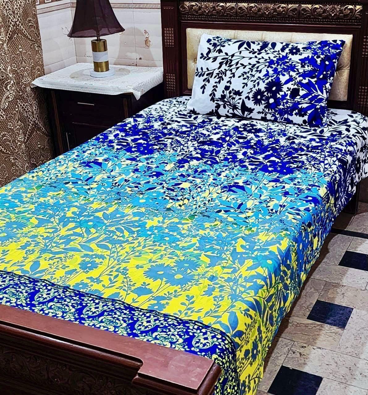 Crystal cotton 2 pair single size bedsheets set bd 7022