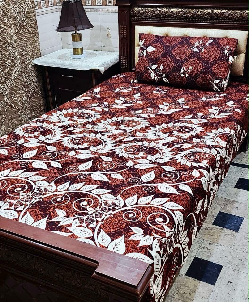 Crystal cotton 2 pair single size bedsheets set bd 7003