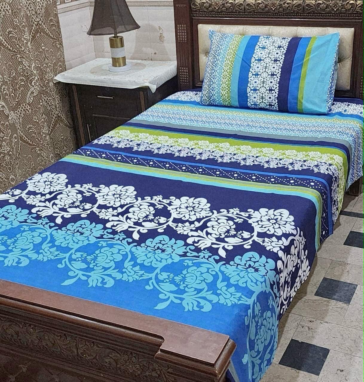 Crystal cotton 2 pair single size bedsheets set bd 7004