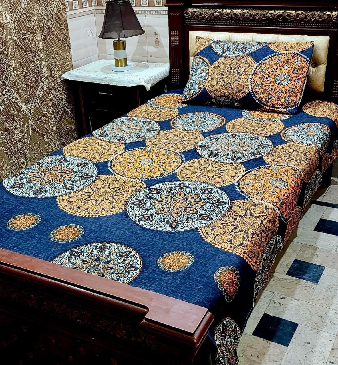 Crystal cotton 2 pair single size bedsheets set bd 7005