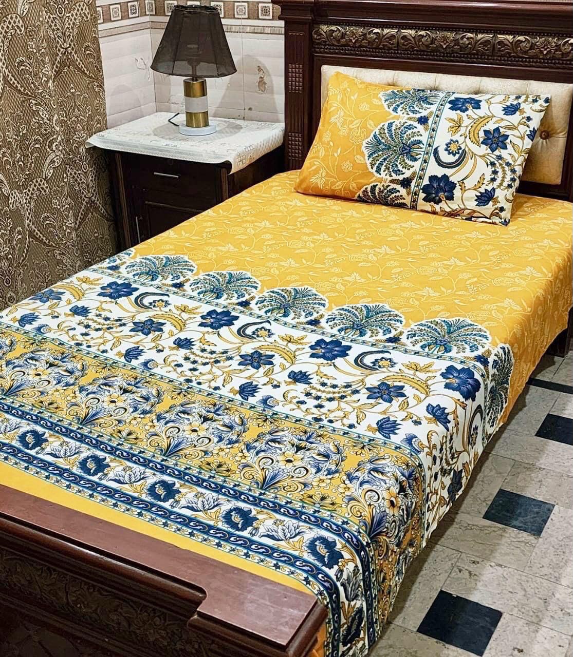 Crystal cotton 2 pair single size bedsheets set bd 7007