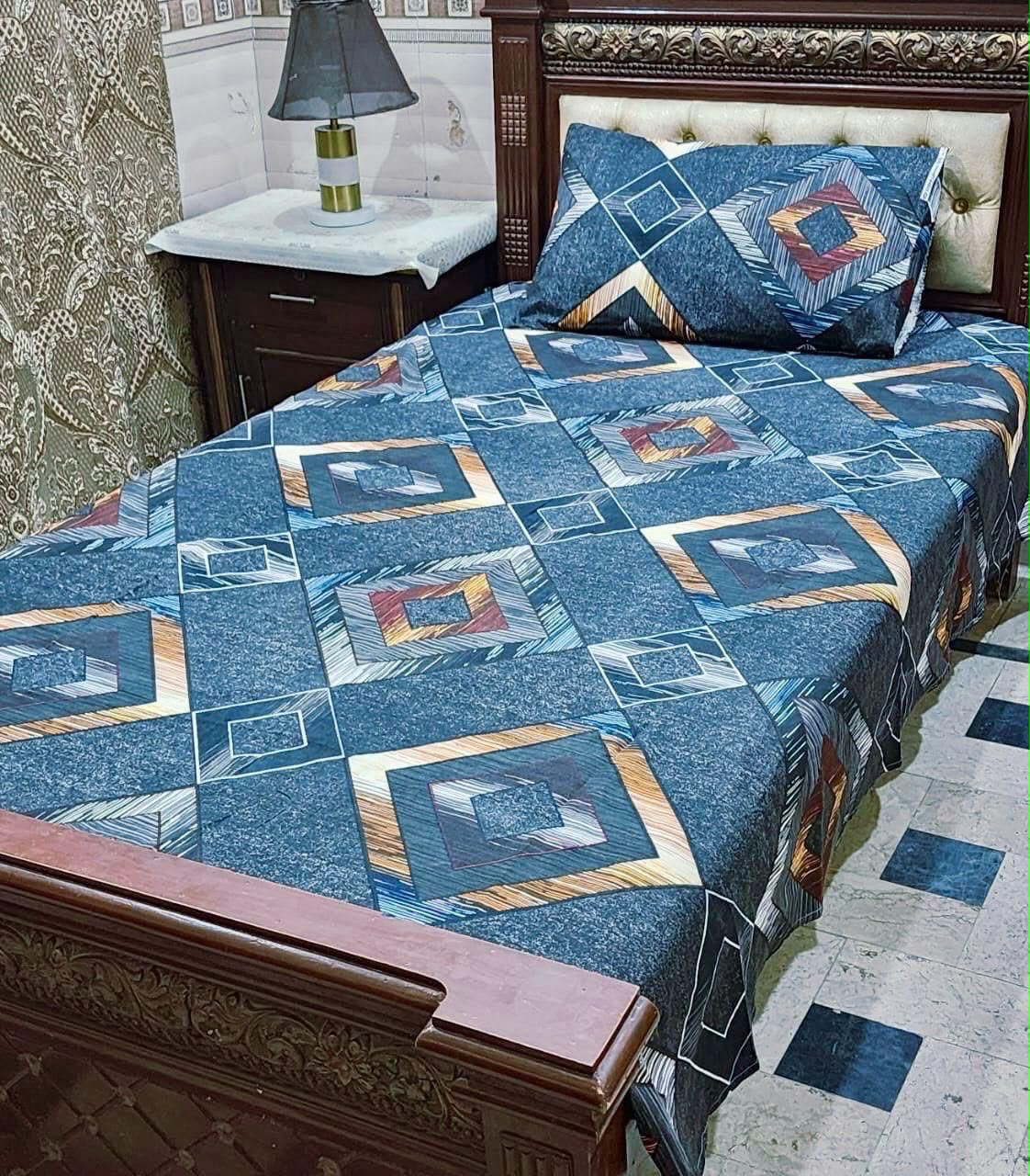 Crystal cotton 2 pair single size bedsheets set bd 7008