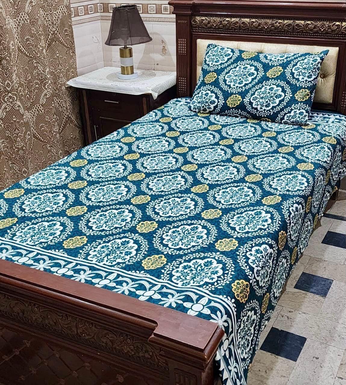 Crystal cotton 2 pair single size bedsheets set bd 7009