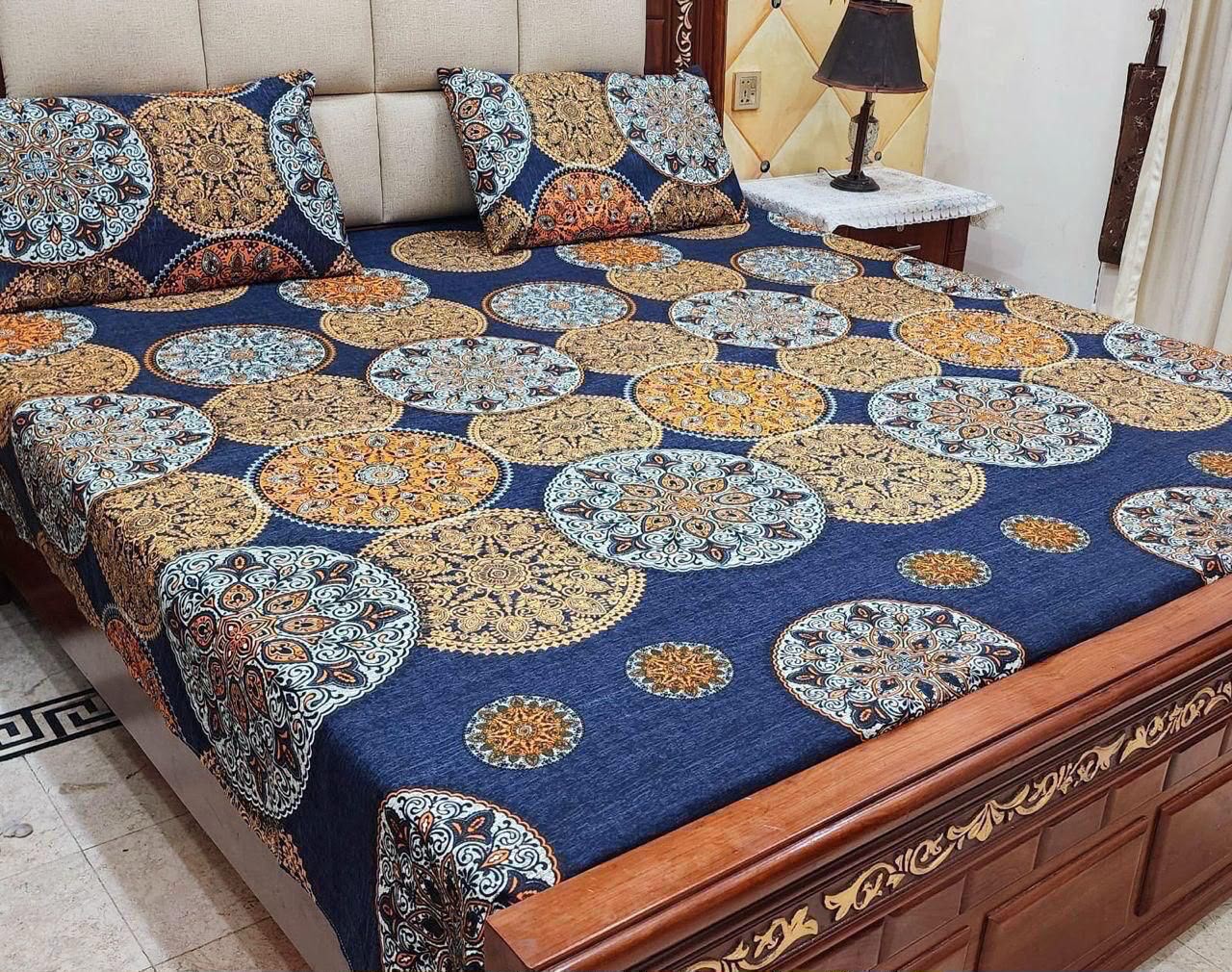 Crystal cotton 3pc king size bedsheet bd 6013