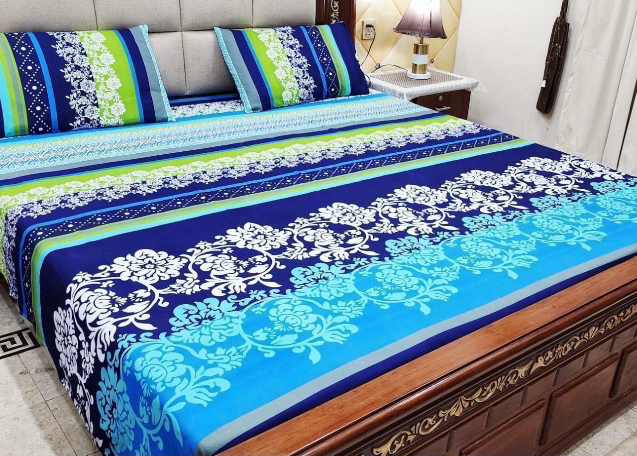 Crystal cotton 3pc king size bedsheet bd 6022