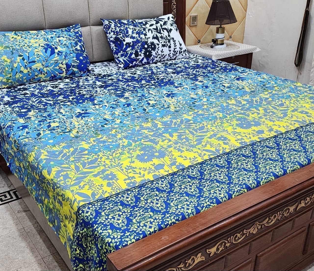 Crystal cotton 3pc king size bedsheet bd 6023