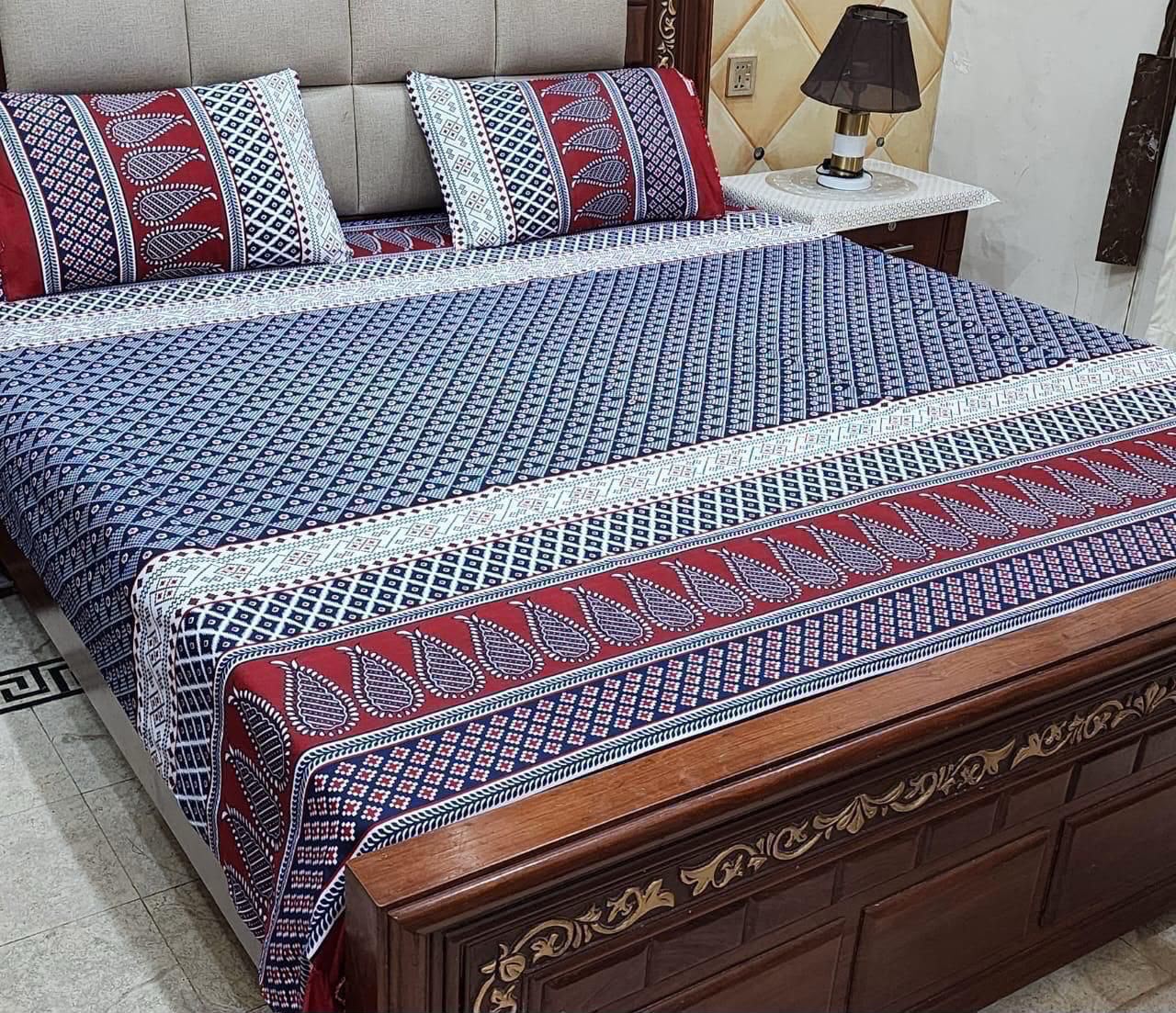 Crystal cotton 3pc king size bedsheet bd 6024