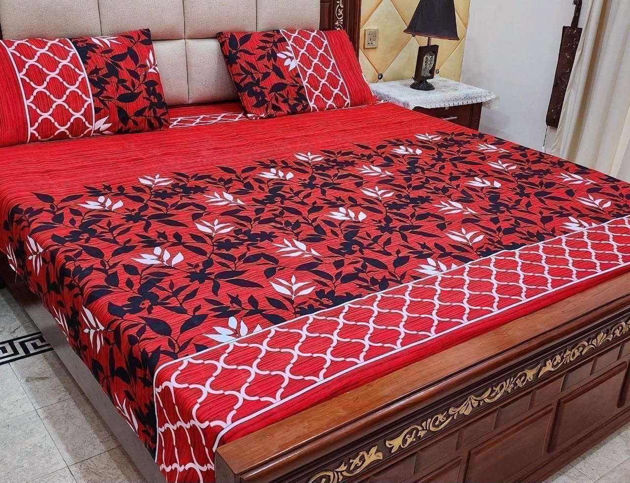 Crystal cotton 3pc king size bedsheet bd 6014