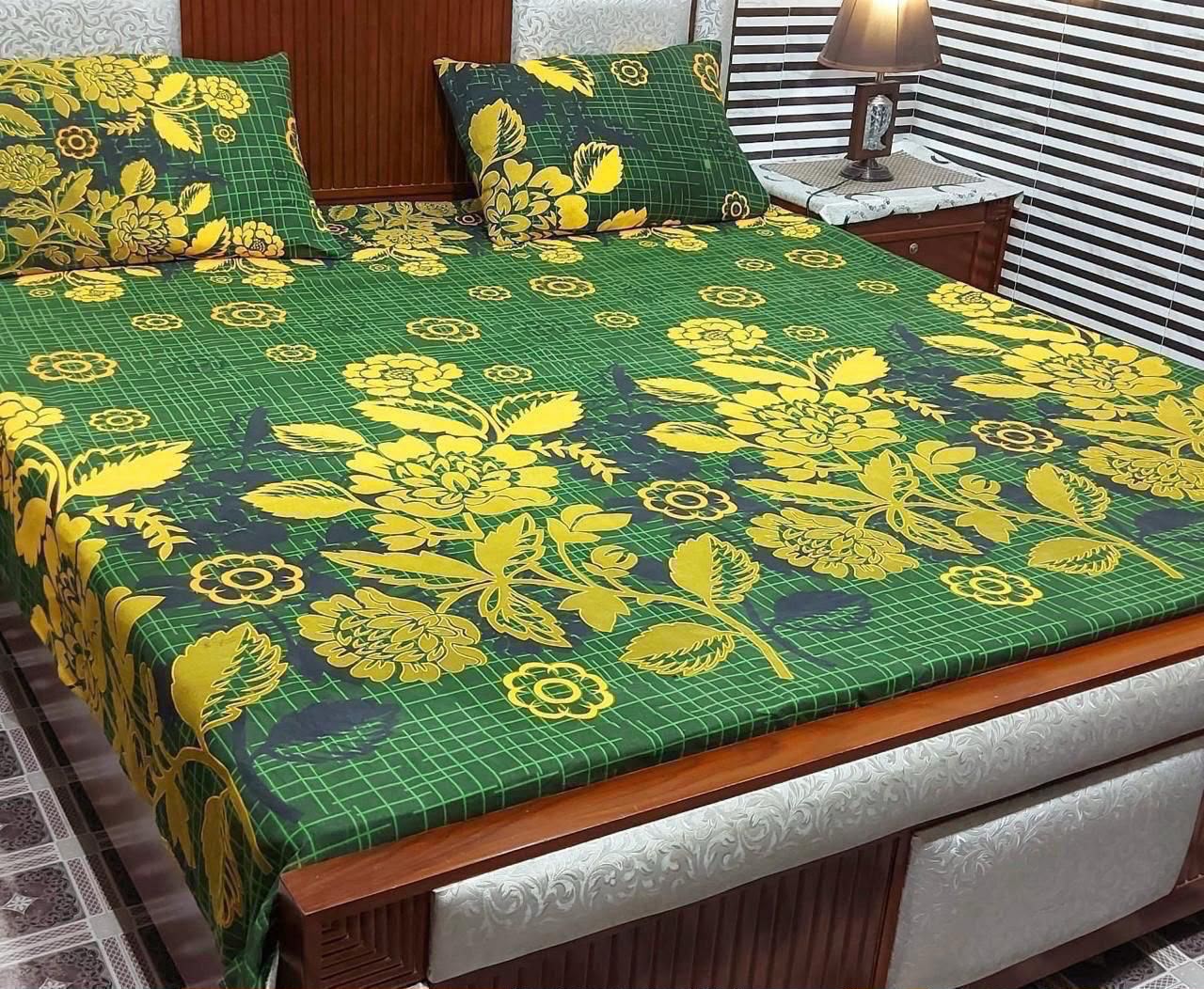 Crystal cotton 3pc king size bedsheet bd 6017