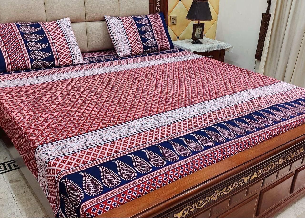 Crystal cotton 3pc king size bedsheet bd 6018