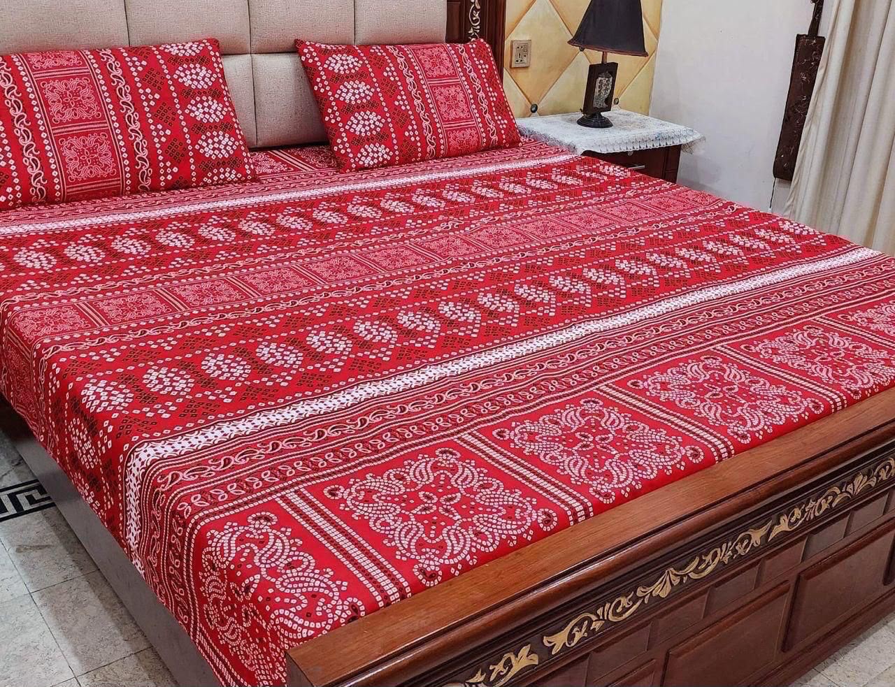 Crystal cotton 3pc king size bedsheet bd 6019