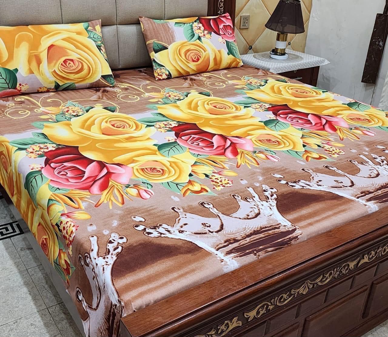 Crystal cotton 3pc king size bedsheet bd 6020