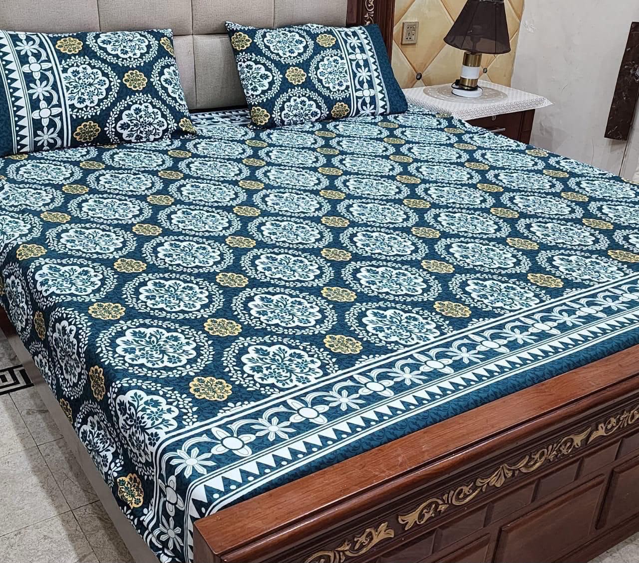 Crystal cotton 3pc king size bedsheet bd 6021