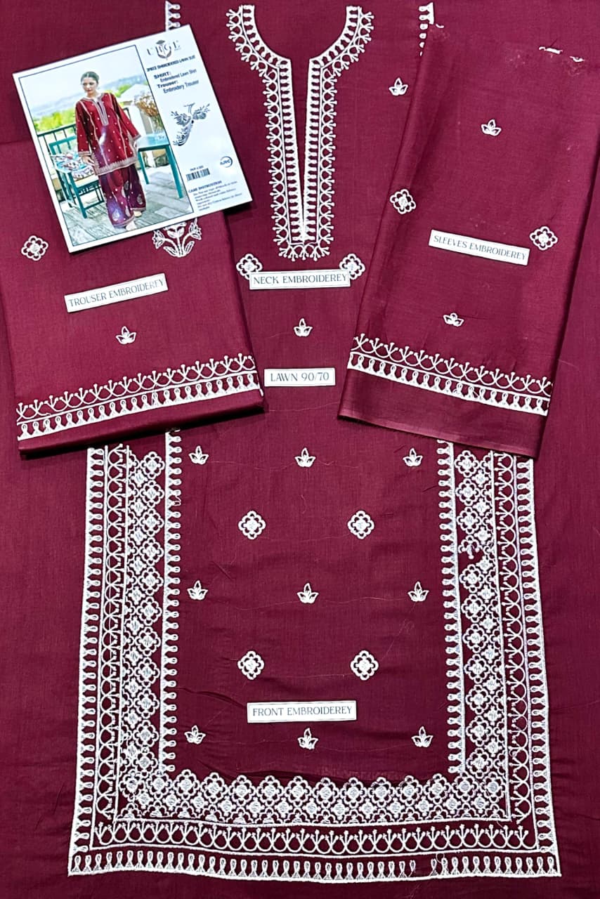 Premium quality 2pc Lawn Embroidery unstitch d1844