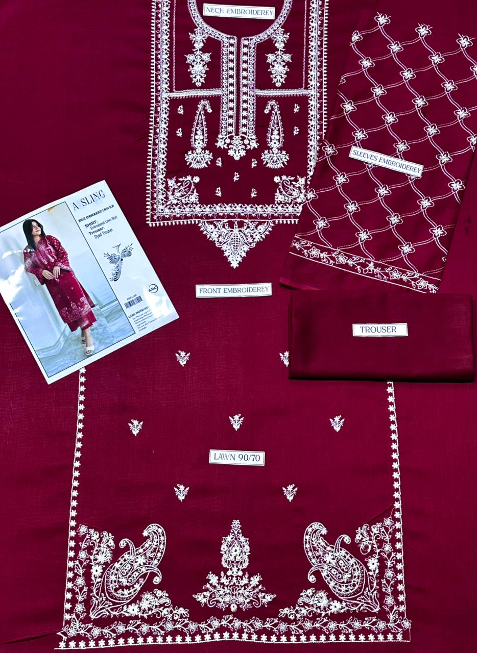 Premium quality 2pc Lawn Embroidery unstitch d1847