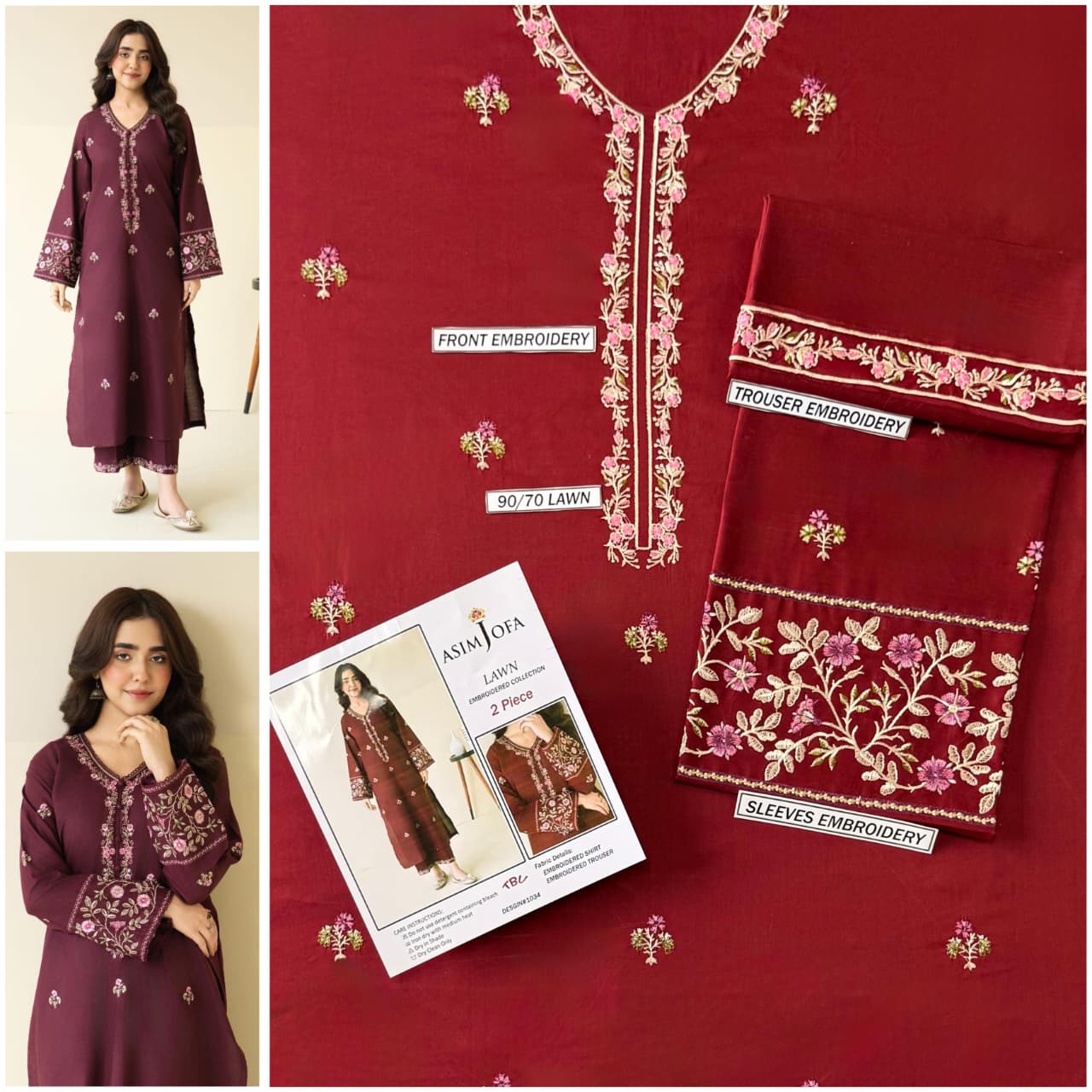 Premium quality 2pc Lawn Embroidery unstitch d1801