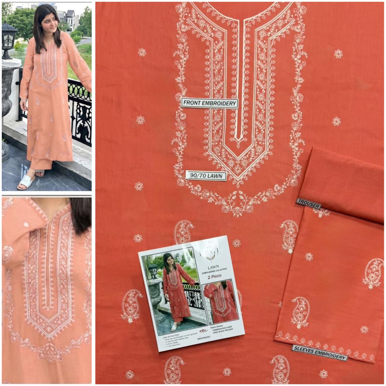Premium quality 2pc Lawn Embroidery unstitch d1802
