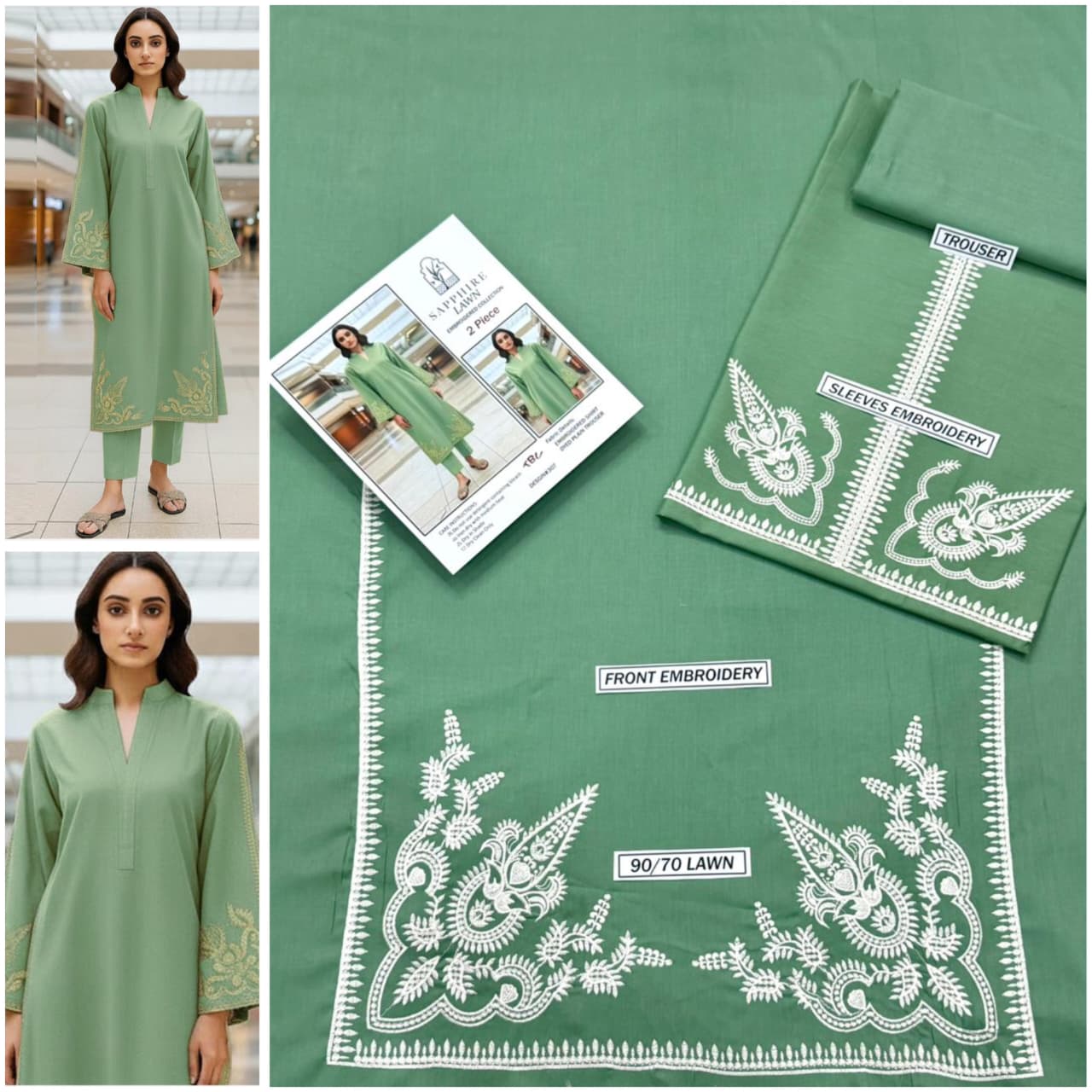 Premium quality 2pc Lawn Embroidery unstitch d1803