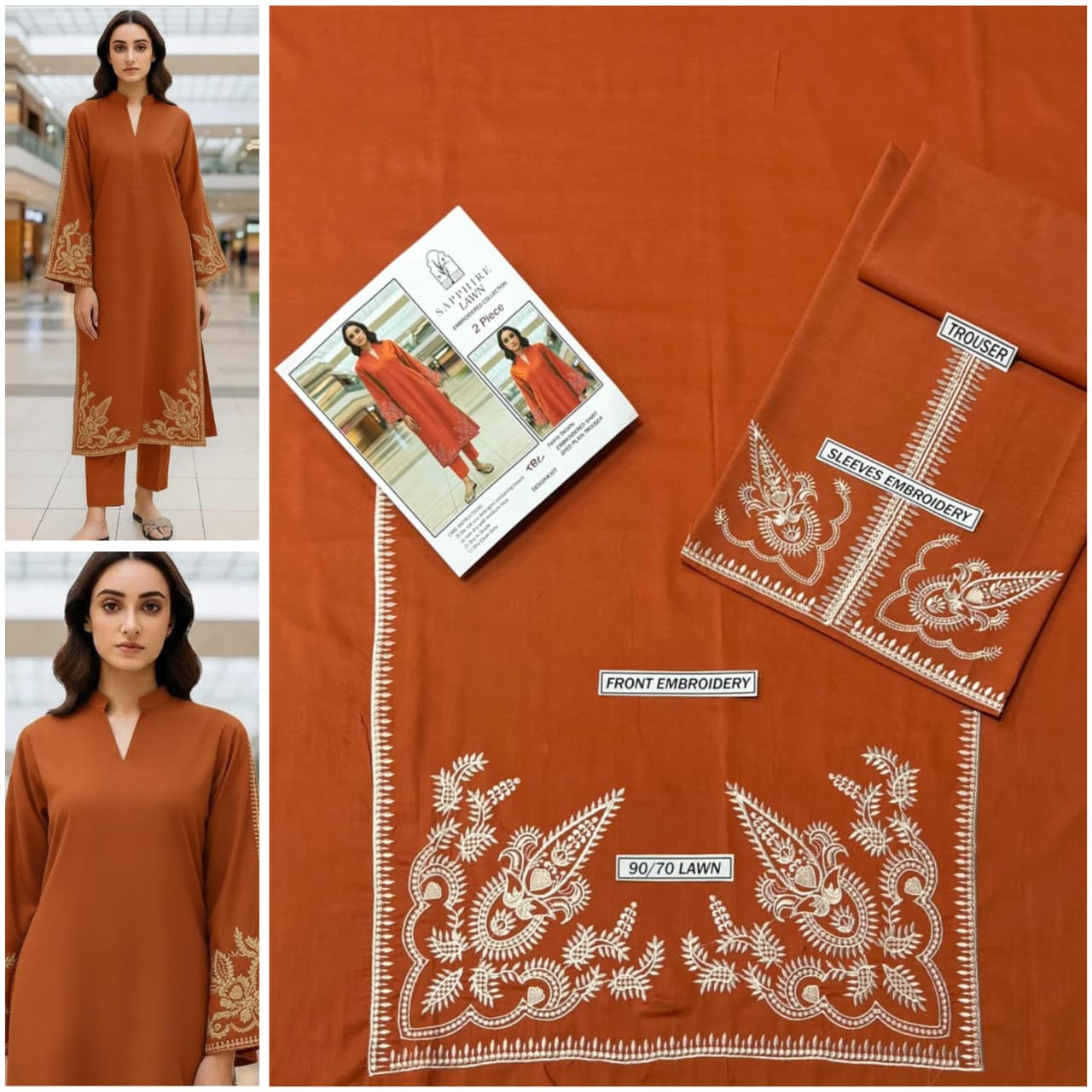 Premium quality 2pc Lawn Embroidery unstitch d1806