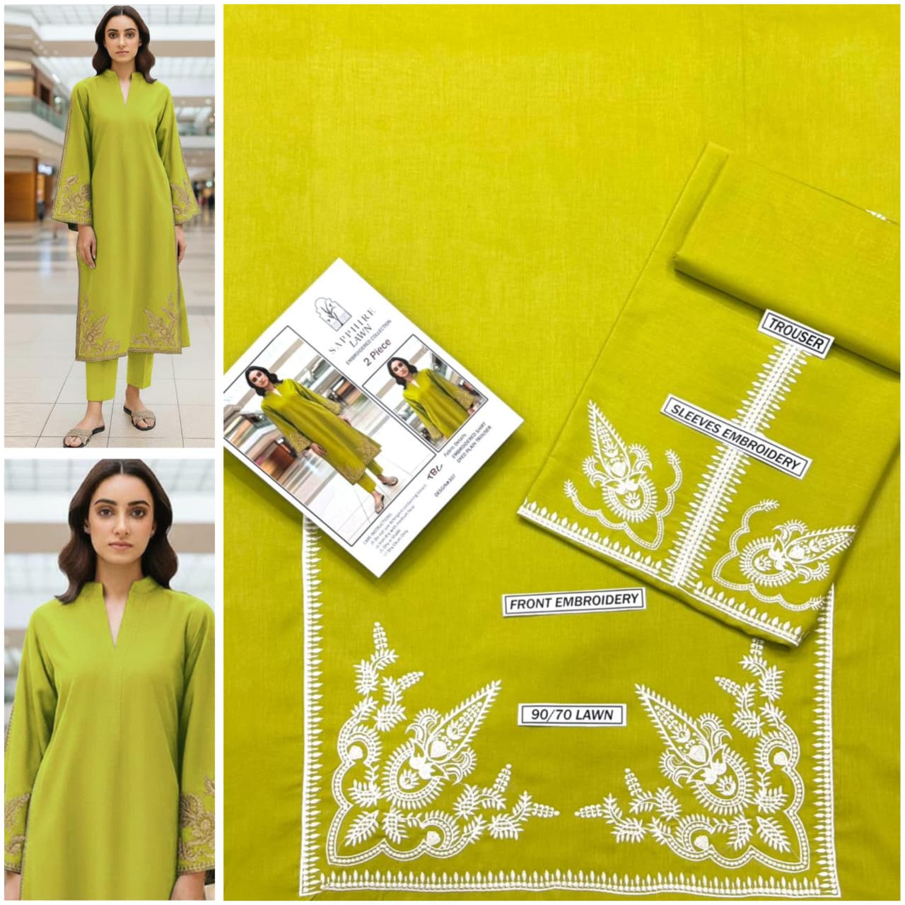 Premium quality 2pc Lawn Embroidery unstitch d1807