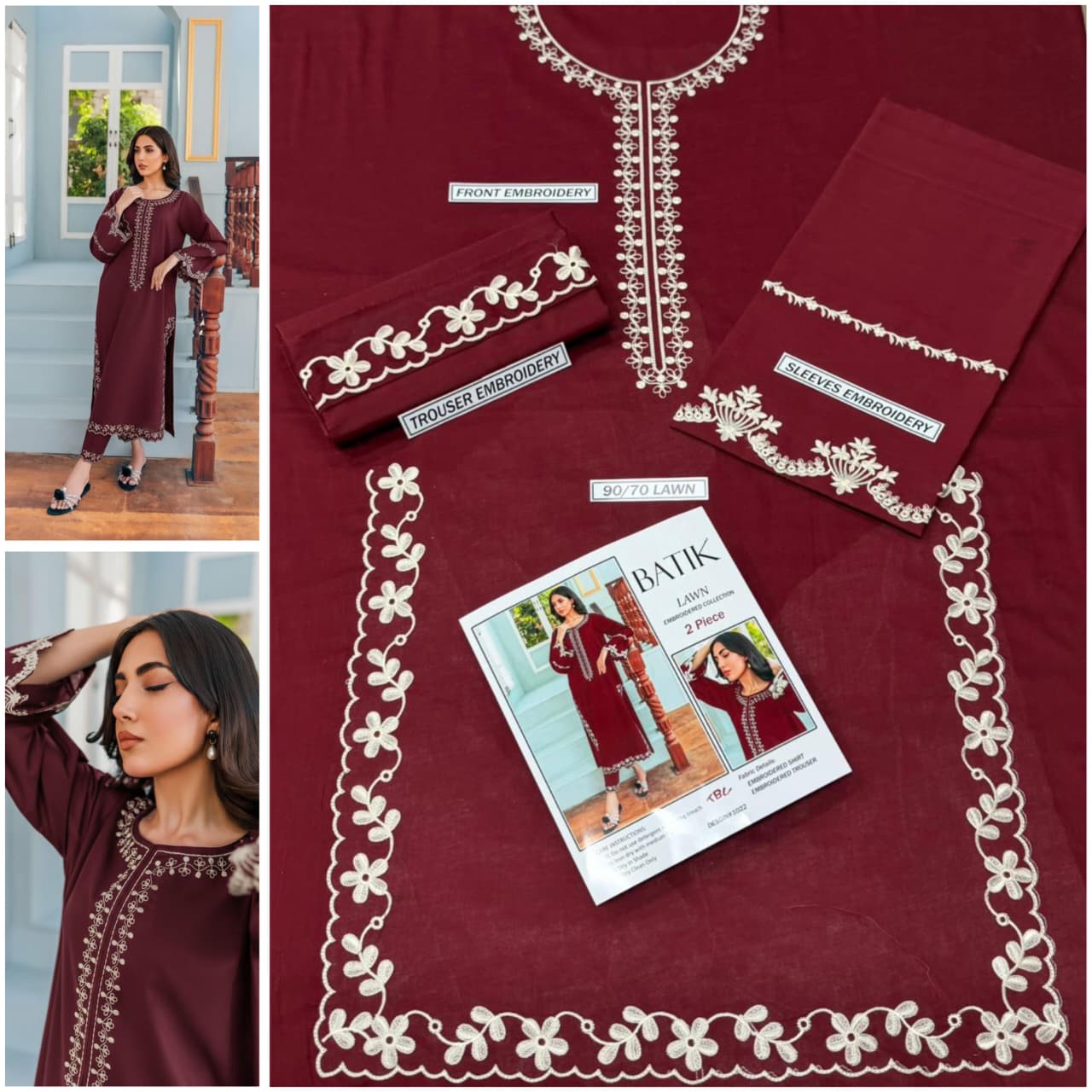 Premium quality 2pc Lawn Embroidery unstitch d1808