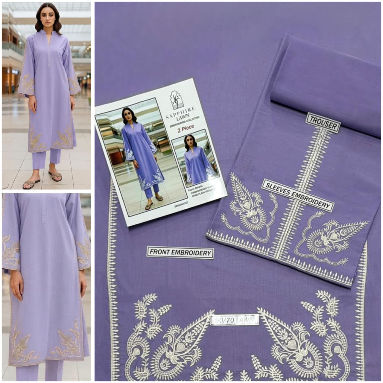 Premium quality 2pc Lawn Embroidery unstitch d1809