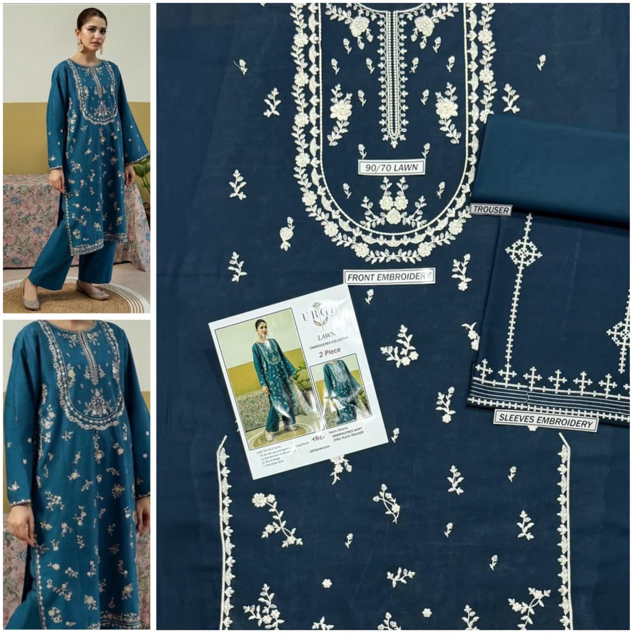 Premium quality 2pc Lawn Embroidery unstitch d1814