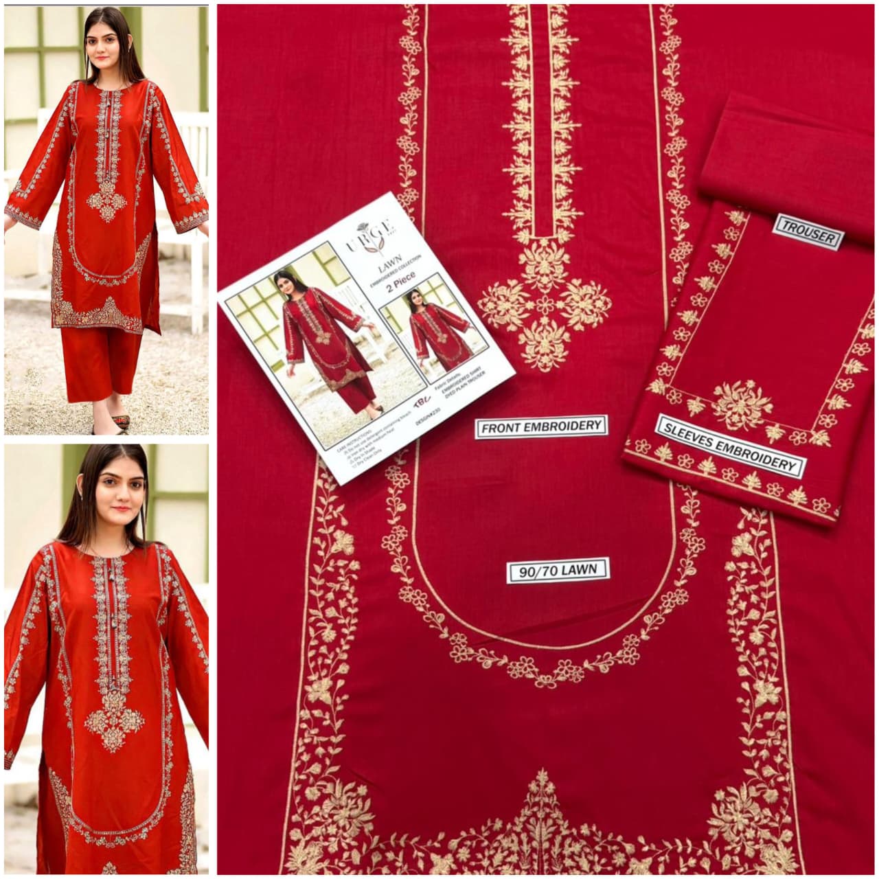 Premium quality 2pc Lawn Embroidery unstitch d1818