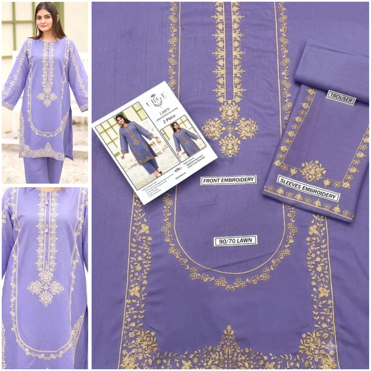 Premium quality 2pc Lawn Embroidery unstitch d1821