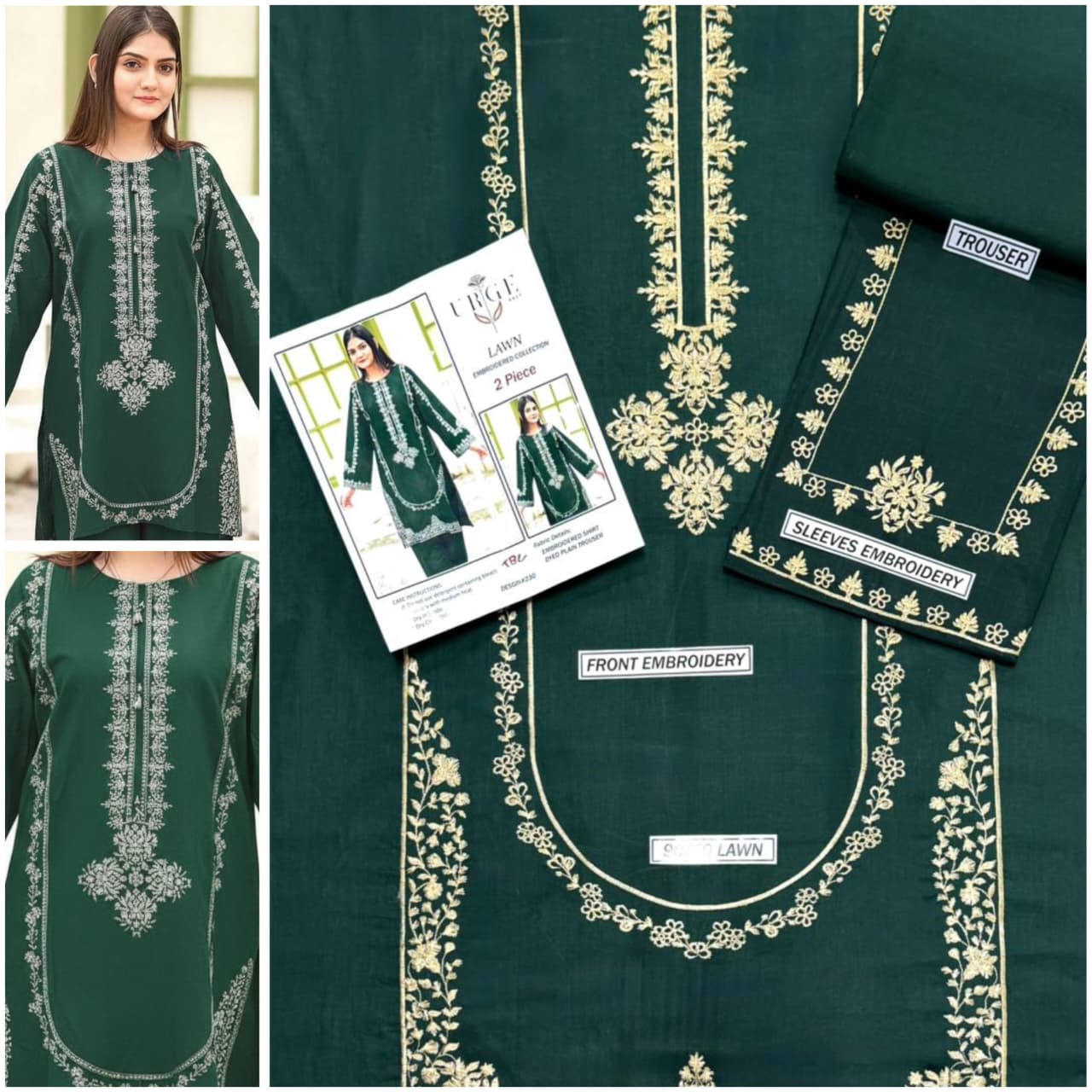 Premium quality 2pc Lawn Embroidery unstitch d1823