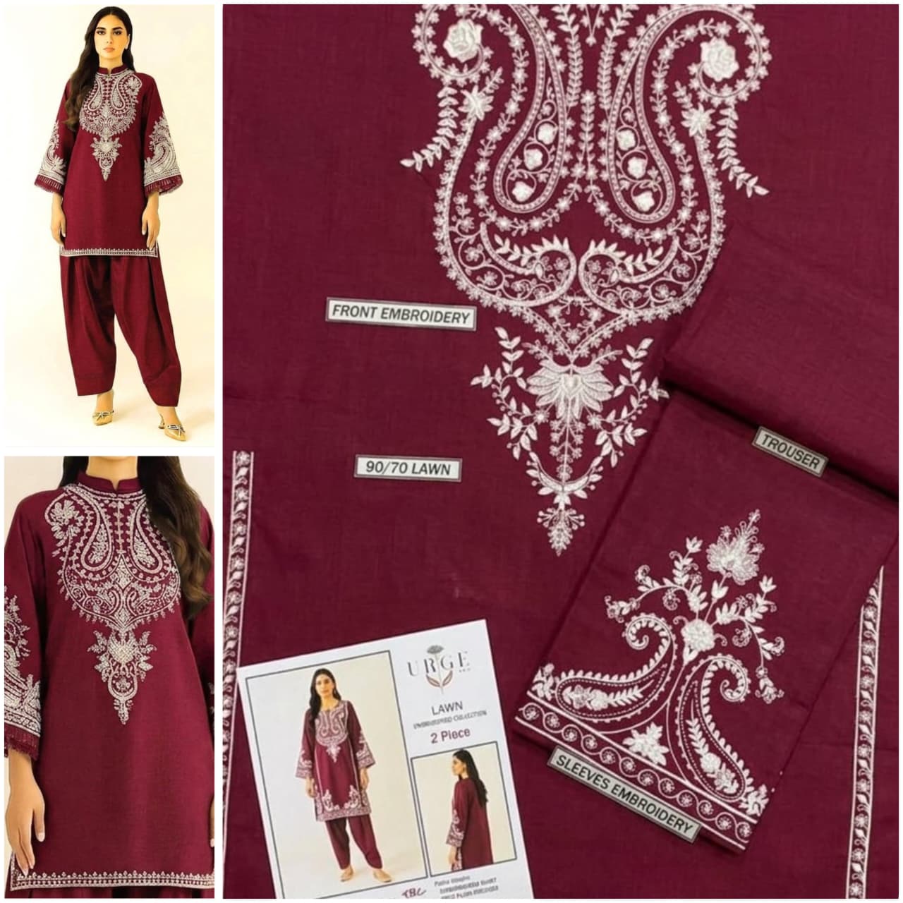 Premium quality 2pc Lawn Embroidery unstitch d1825