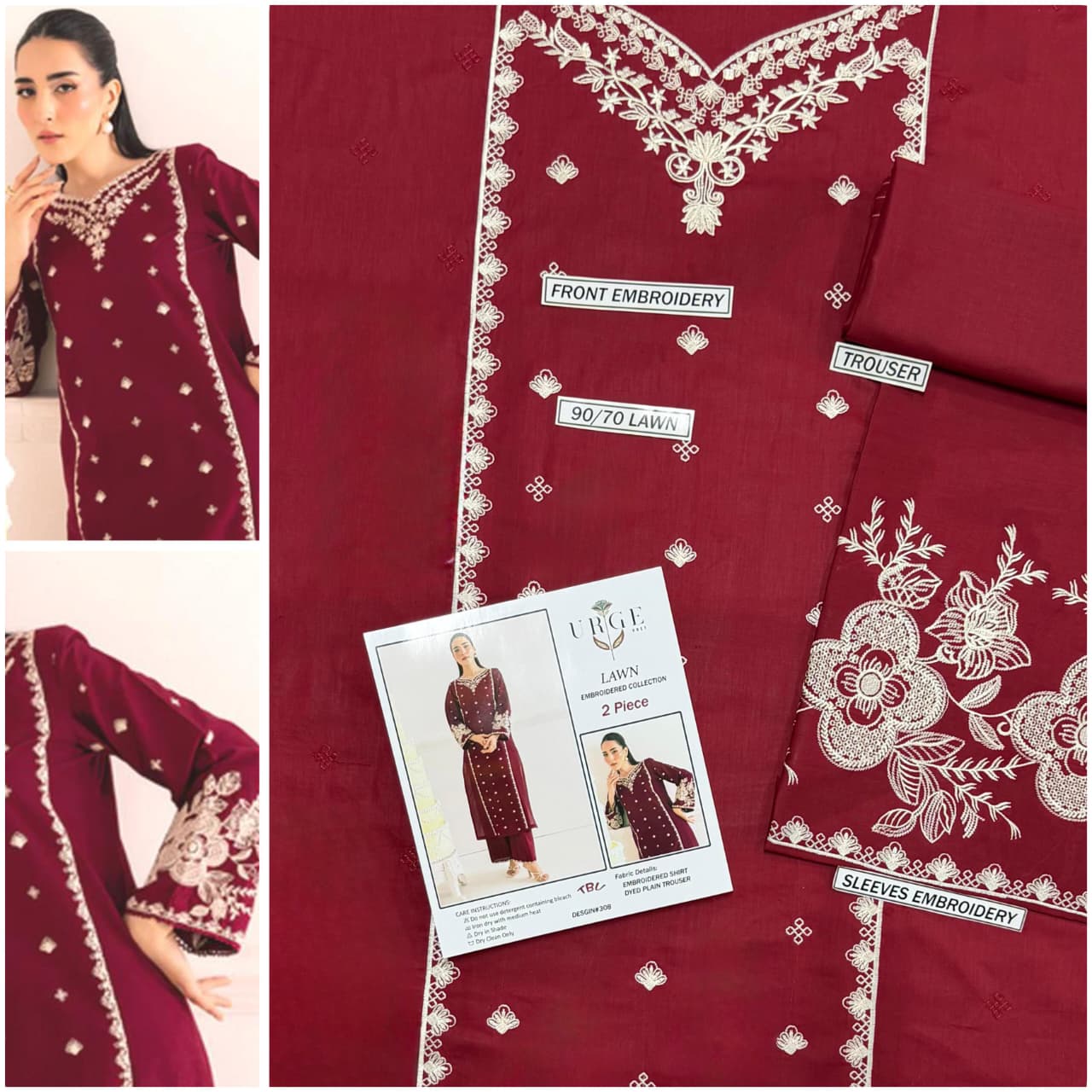 Premium quality 2pc Lawn Embroidery unstitch d1826