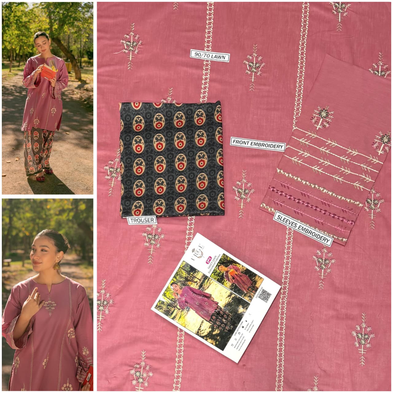 Premium quality 2pc Lawn Embroidery unstitch d1827
