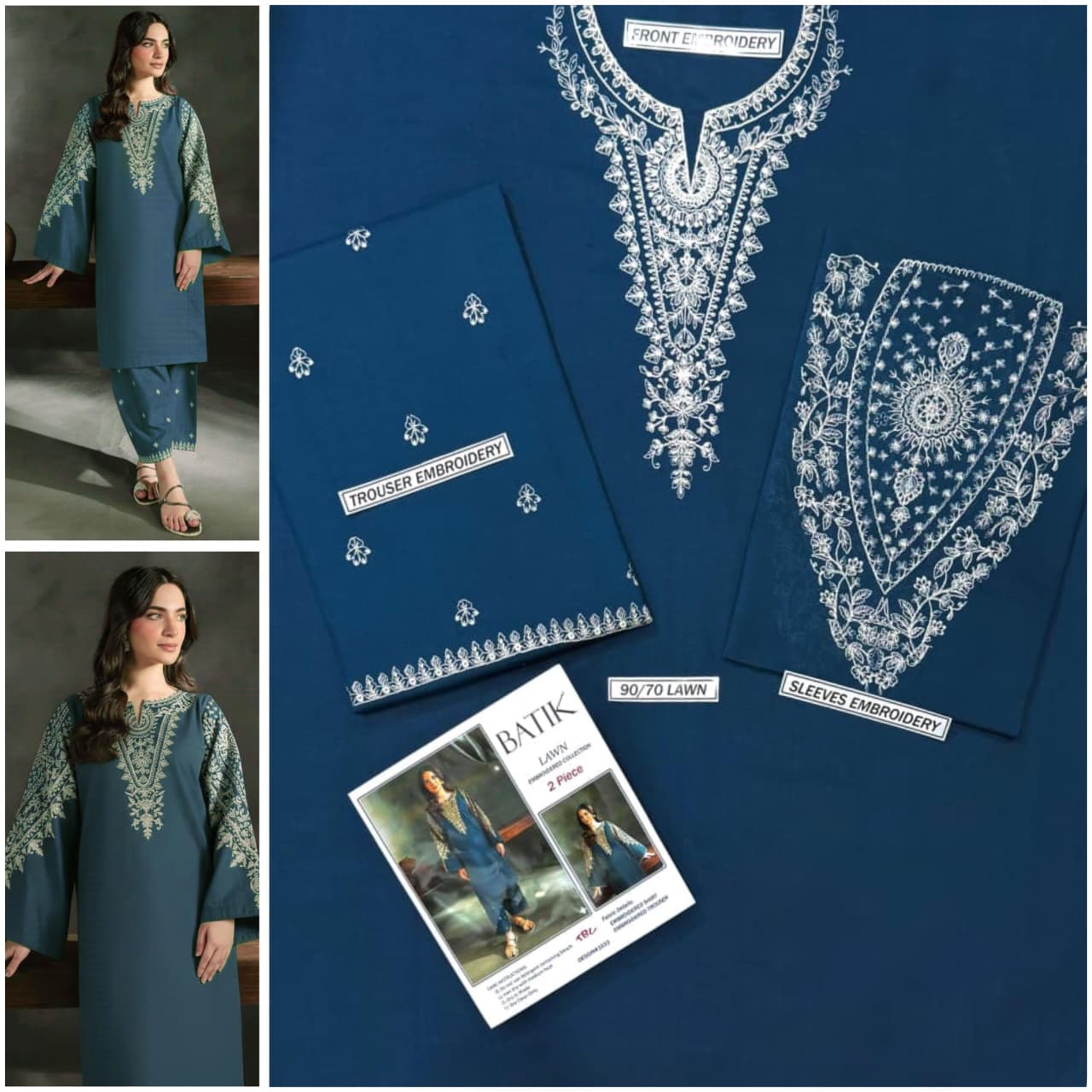 Premium quality 2pc Lawn Embroidery unstitch d1828