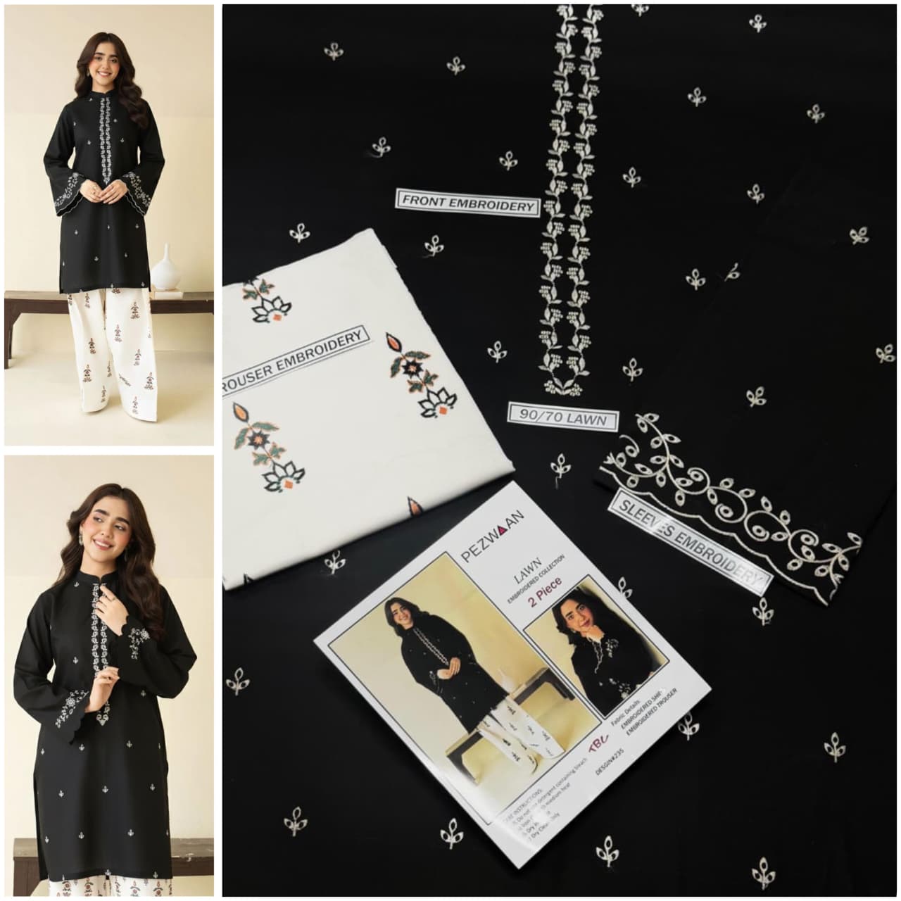 Premium quality 2pc Lawn Embroidery unstitch d1829
