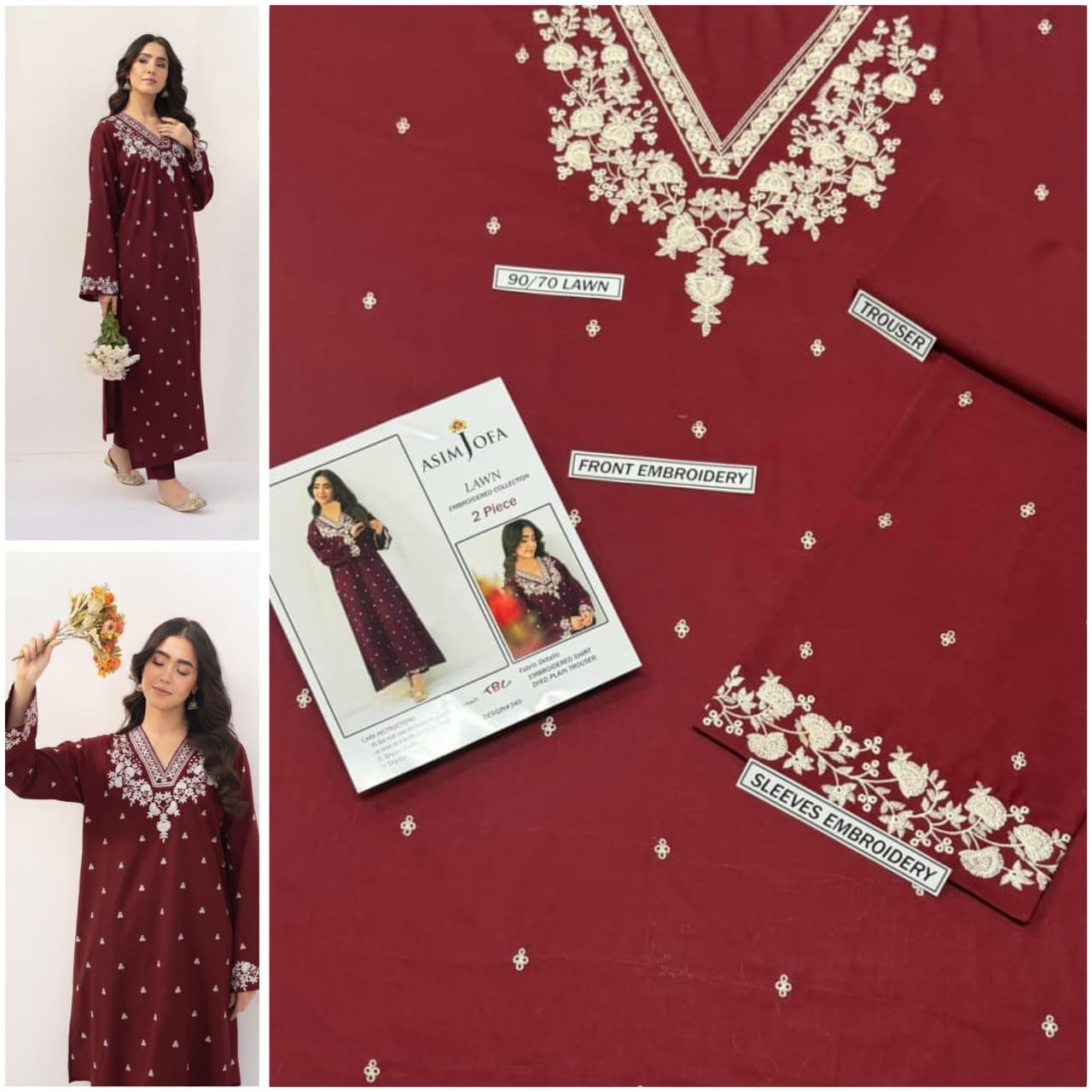 Premium quality 2pc Lawn Embroidery unstitch d1833