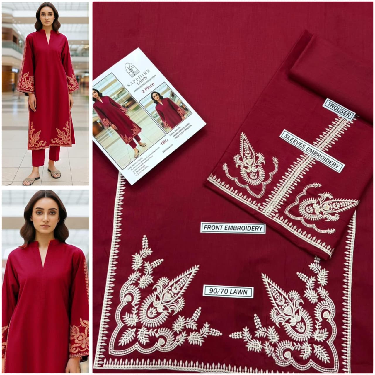 Premium quality 2pc Lawn Embroidery unstitch d1834
