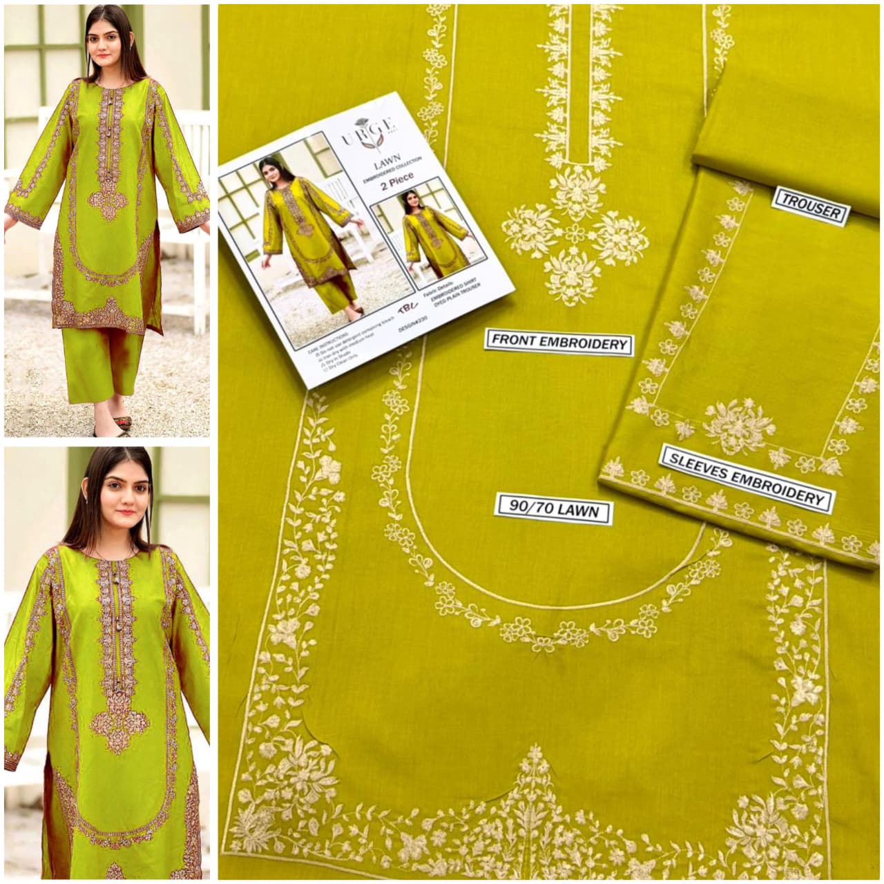 Premium quality 2pc Lawn Embroidery unstitch d1835