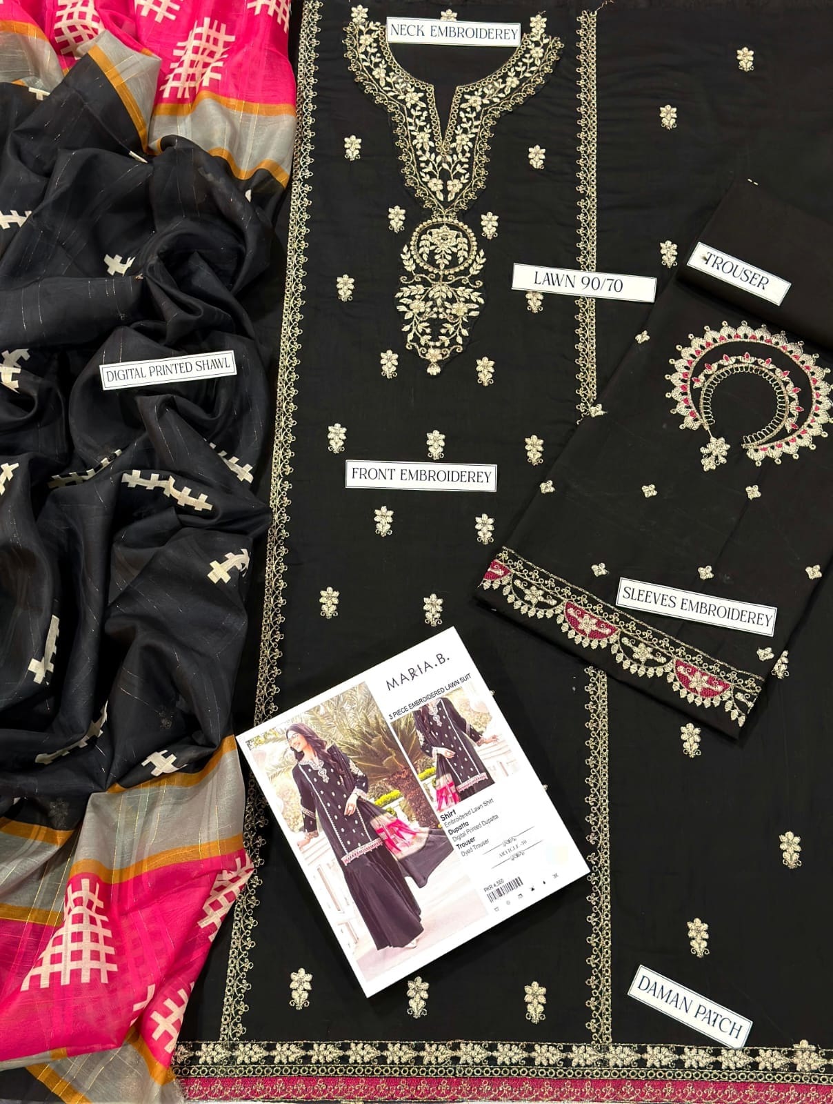 LIBAS  LAWN 3PC EMBROIDERED 1488