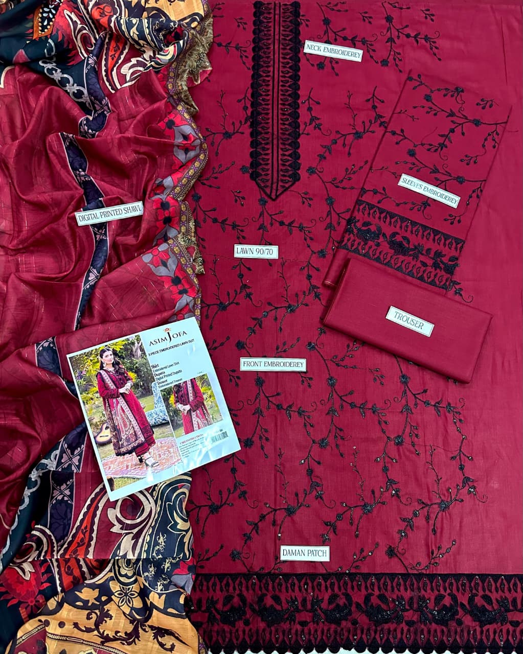 LIBAS  LAWN 3PC EMBROIDERED 1500