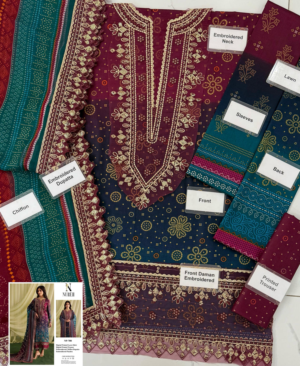 Nureh Al Nisa Lawn Embroidery Collection 1576