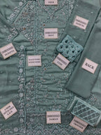 AZURE Chiffon Heavy Embroidered 3pc unstich D-1755